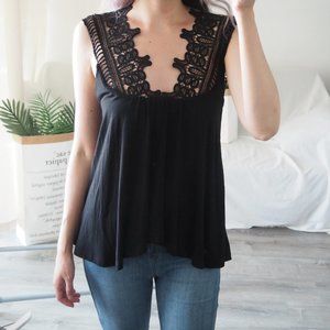 New lace shoulder draped asymmetrical black top